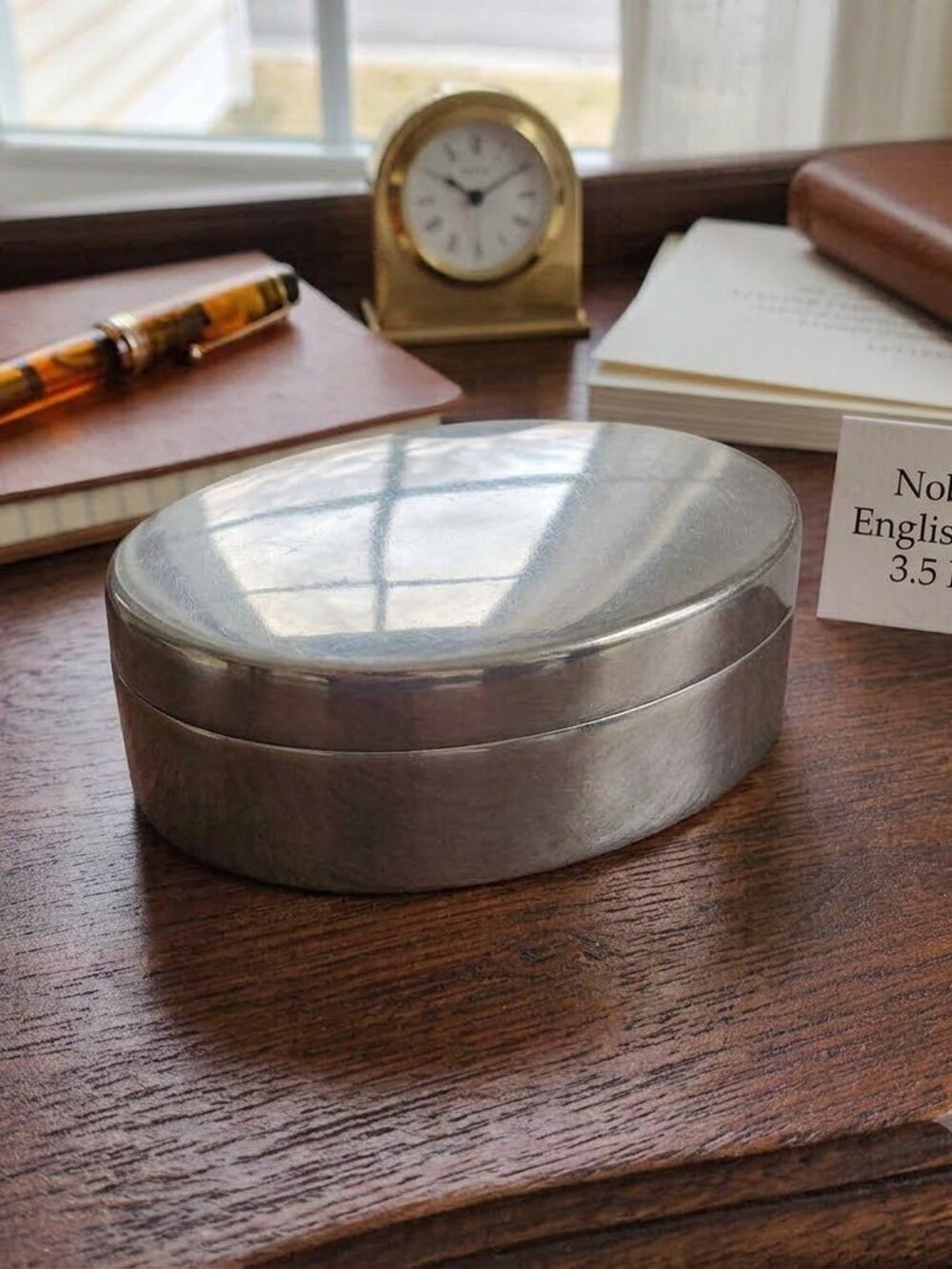 Vintage Nobleman Pewter Oval Box pill box trinket jewelry ring box